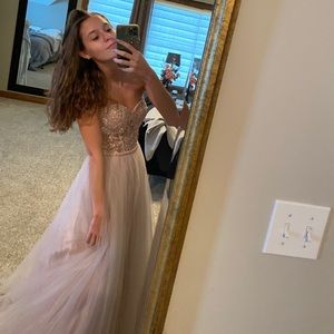 taupe embellished prom dress size 0